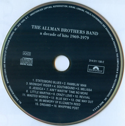 The Allman Brothers Band : A Decade Of Hits 1969 - 1979 (CD, Comp, RE, RM)