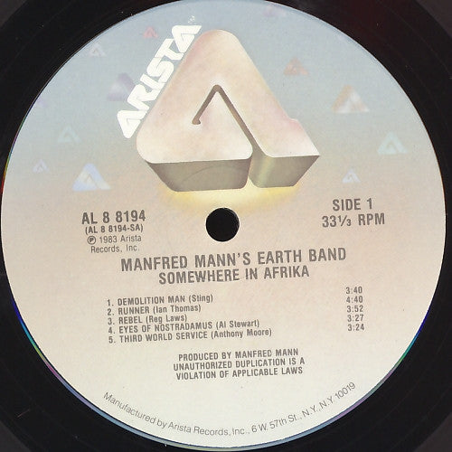 Manfred Mann's Earth Band : Somewhere In Afrika (LP, Album)