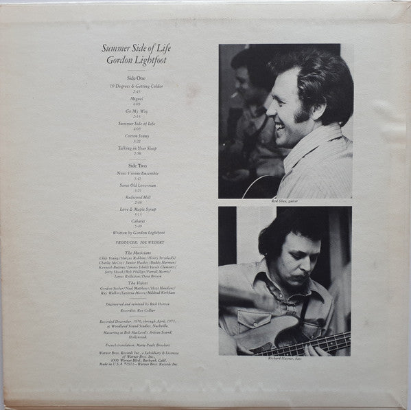 Gordon Lightfoot : Summer Side Of Life (LP, Album, RE)