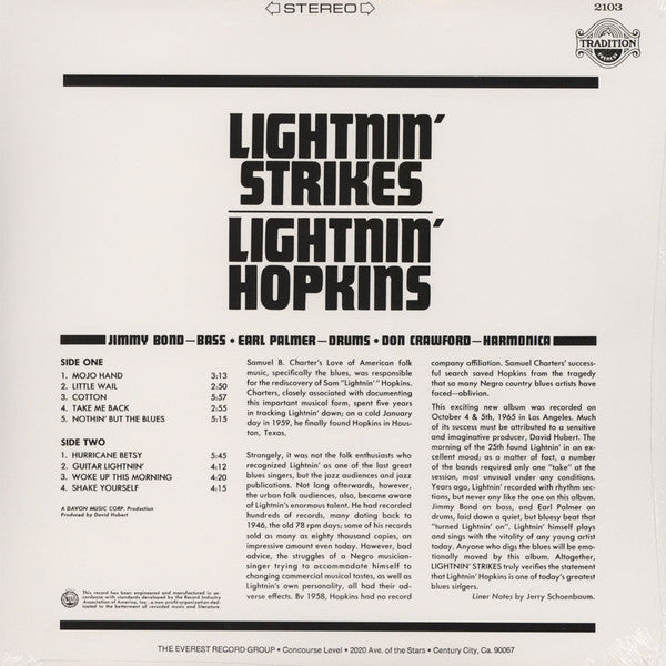 Lightnin' Hopkins : Lightnin' Strikes (LP, Album, RE, Sco)