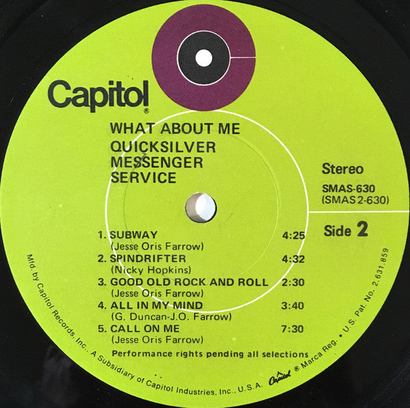 Quicksilver Messenger Service : What About Me (LP, Album, Jac)