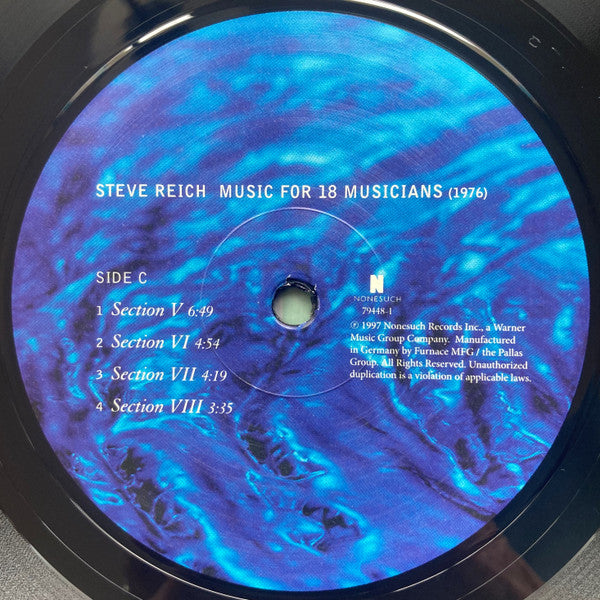 Steve Reich : Music For 18 Musicians (2xLP, Album, RP)