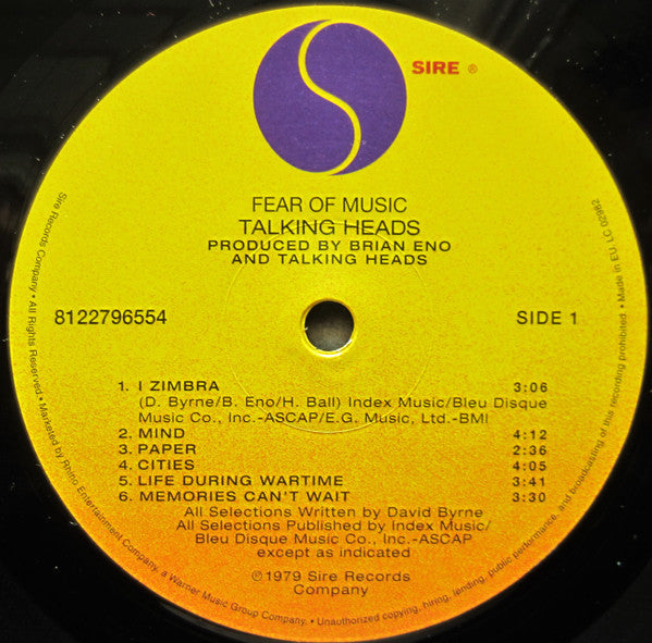 Talking Heads : Fear Of Music (LP, Album, RE, Emb)