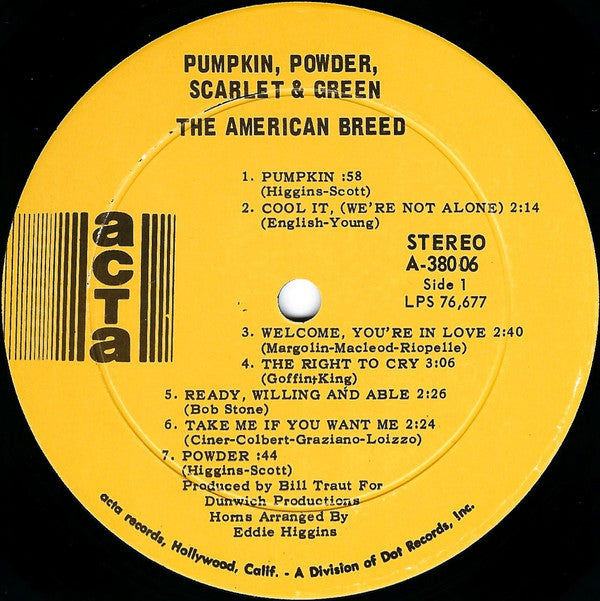 The American Breed : Pumpkin, Powder, Scarlet & Green (LP, Album, Ind)