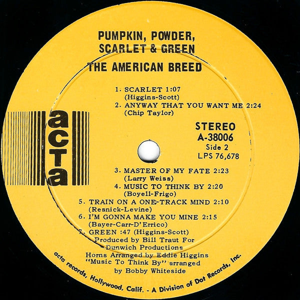 The American Breed : Pumpkin, Powder, Scarlet & Green (LP, Album, Ind)