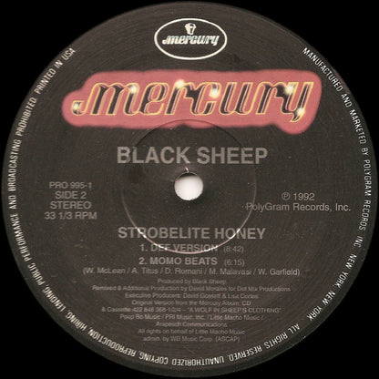 Black Sheep : Strobelite Honey (The David Morales Remixes) (12", Single, Promo)