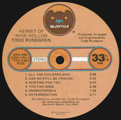 Todd Rundgren : Hermit Of Mink Hollow (LP, Album, Glo)