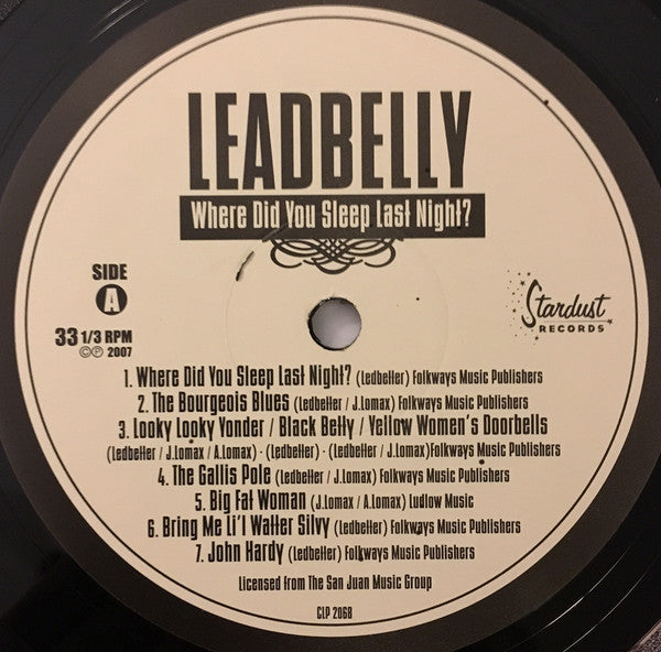 Leadbelly : Where Did You Sleep Last Night? (LP, Album)