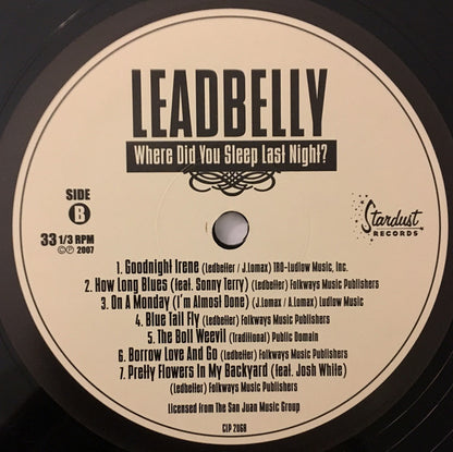 Leadbelly : Where Did You Sleep Last Night? (LP, Album)