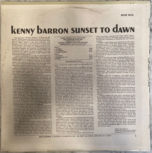 Kenny Barron : Sunset To Dawn (LP, Album)