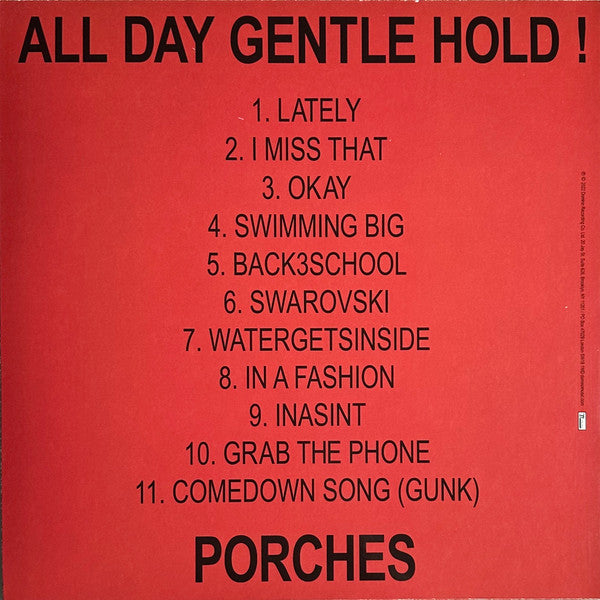 Porches (3) : All Day Gentle Hold! (LP, Album, Yel)