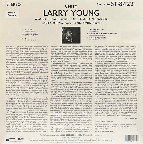 Larry Young : Unity (LP, Album, RE, 180)