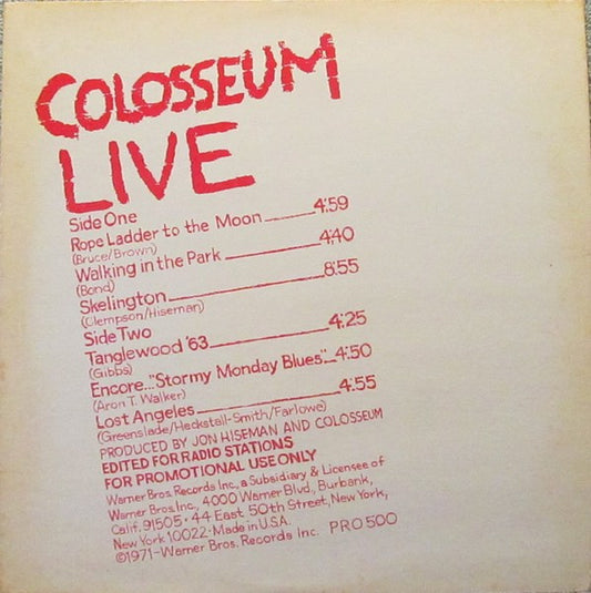 Colosseum : Colosseum Live (LP, Promo)