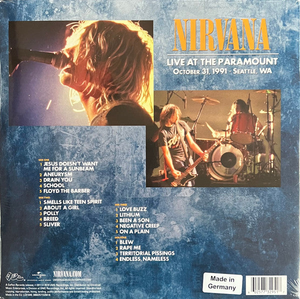 Nirvana : Live At The Paramount (2xLP, Album, RE, Ora)