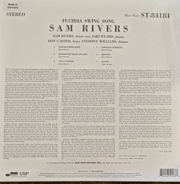 Sam Rivers : Fuchsia Swing Song (LP, Album, RE, 180)