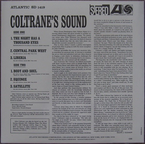 John Coltrane : Coltrane's Sound (LP, Album, RE, 180)