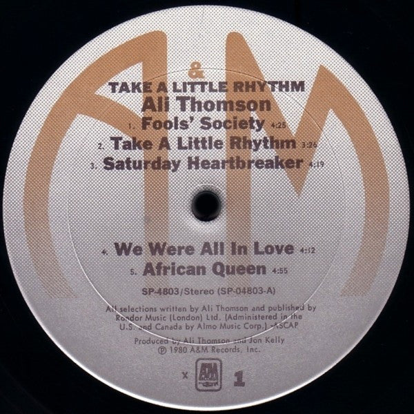 Ali Thomson : Take A Little Rhythm (LP, Album)