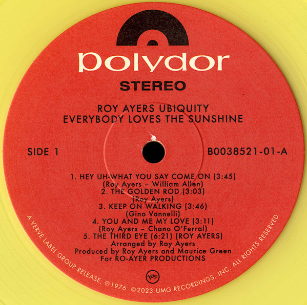 Roy Ayers Ubiquity : Everybody Loves The Sunshine (LP, Album, RE, Yel)