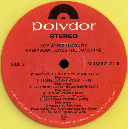 Roy Ayers Ubiquity : Everybody Loves The Sunshine (LP, Album, RE, Yel)