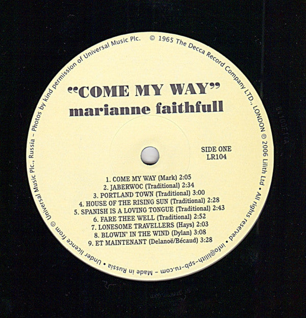 Marianne Faithfull : Come My Way (LP, Album, RE)