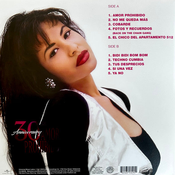 Selena : Amor Prohibido (LP, Album, Ltd, RE, RM, Pin)