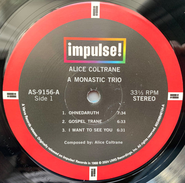 Alice Coltrane : A Monastic Trio (LP, Album, RE, Gat)