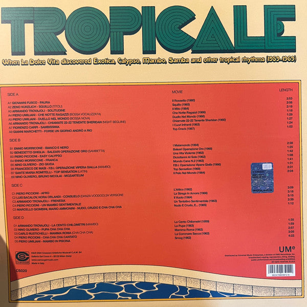 Various : Tropicale – When La Dolce Vita Discovered Exotica, Calypso, Mambo, Samba And Other Tropical Rhythms (1959-1969) (2xLP, Comp, Gat)