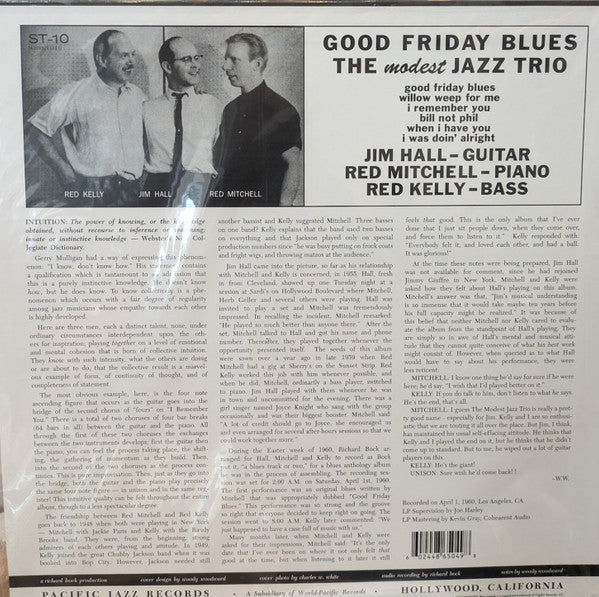 The Modest Jazz Trio : Good Friday Blues: The Modest Jazz Trio (LP, Album, RE, 180)