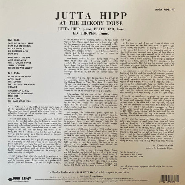 Jutta Hipp : At The Hickory House Volume 1 (LP, Album, Mono, RE, 180)