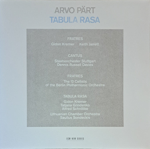 Arvo Pärt : Tabula Rasa (LP, Album, RE, RP, Gat)