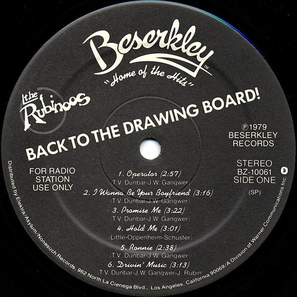 The Rubinoos : Back To The Drawing Board (LP, Album, Promo)