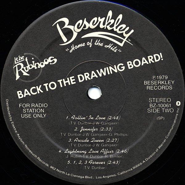 The Rubinoos : Back To The Drawing Board (LP, Album, Promo)