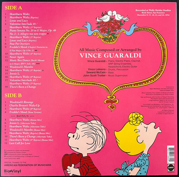 Vince Guaraldi : Be My Valentine, Charlie Brown (Original Soundtrack Recording) (LP, Album, Bioplastic, Ltd, RM, Hea)