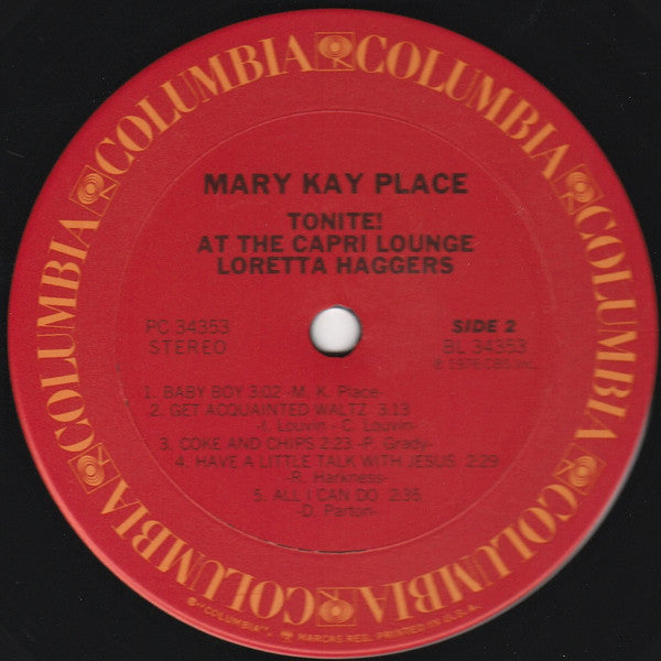 Mary Kay Place : Tonite! At The Capri Lounge Loretta Haggers (LP, Album)