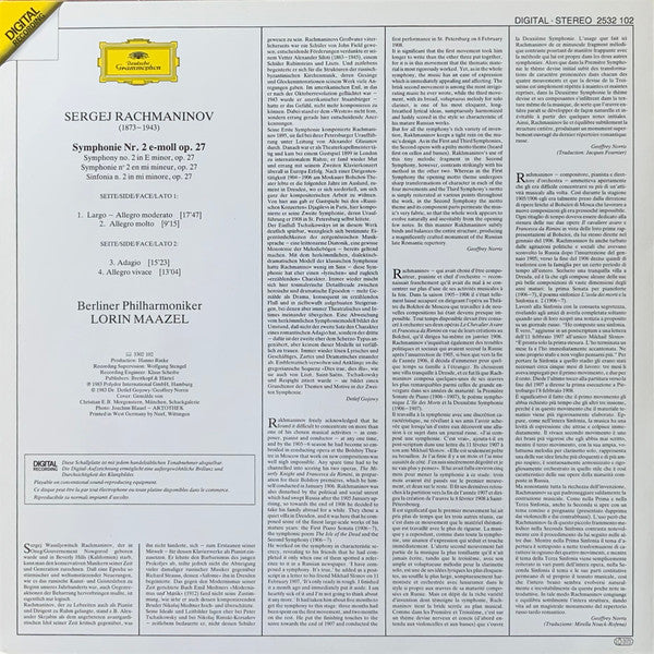 Buy Rachmaninov* • Berliner Philharmoniker • Lorin Maazel : Symphonie ...