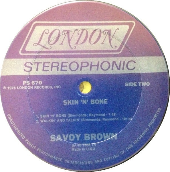 Savoy Brown : Skin 'N' Bone (LP, Album, Ter)