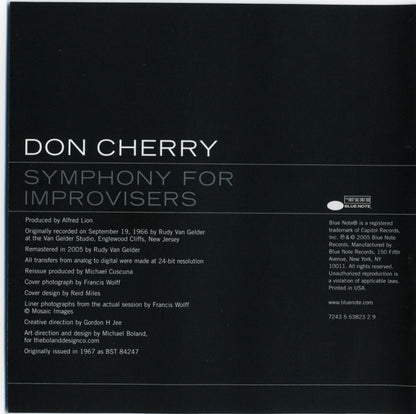 Don Cherry : Symphony For Improvisers (CD, Album, RE, RM)