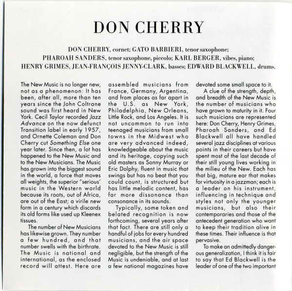 Don Cherry : Symphony For Improvisers (CD, Album, RE, RM)