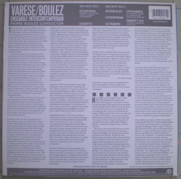 Varèse* / Boulez* / Ensemble Intercontemporain : Varèse: Ecuatorial / Déserts / Intégrales (LP, Album)