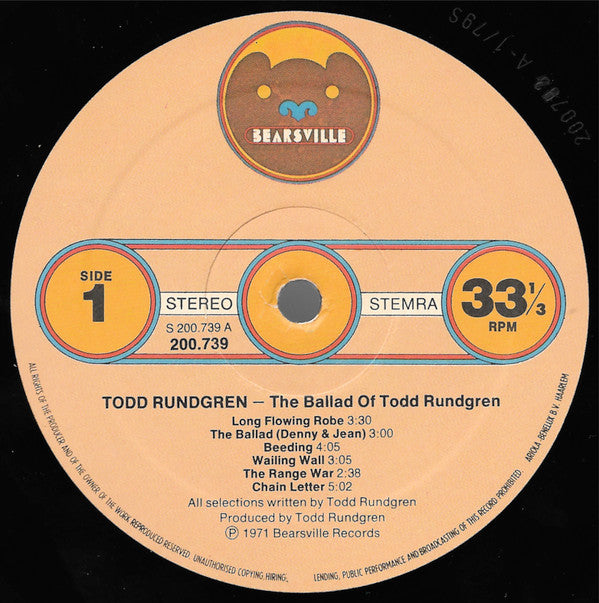 Todd Rundgren : Runt. The Ballad Of Todd Rundgren (LP, Album, RE)