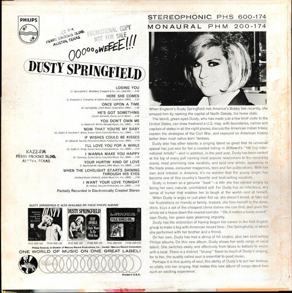 Dusty Springfield : OoooooWeeee!!! (LP, Album, Ric)