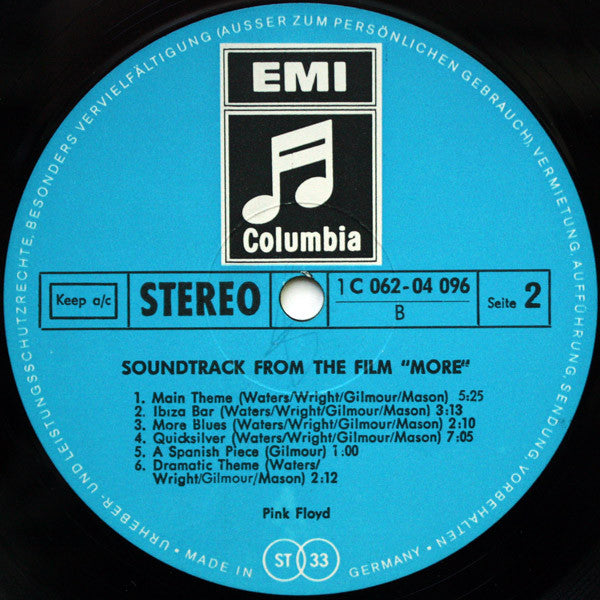 Pink Floyd : Soundtrack From The Film "More" (LP, Album)