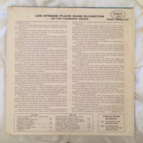 Les Strand : Les Strand Plays Duke Ellington (On The Hammond Organ) (LP, Album, Mono, Red)