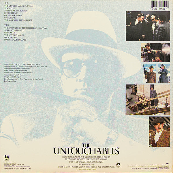 Ennio Morricone : The Untouchables (Original Motion Picture Soundtrack) (LP, Album, Club, CRC)