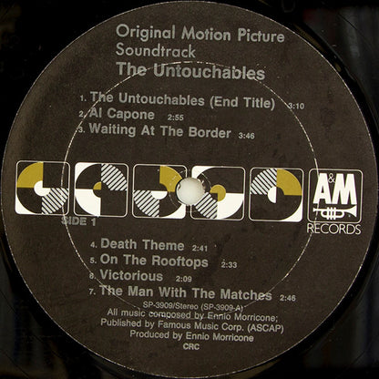 Ennio Morricone : The Untouchables (Original Motion Picture Soundtrack) (LP, Album, Club, CRC)