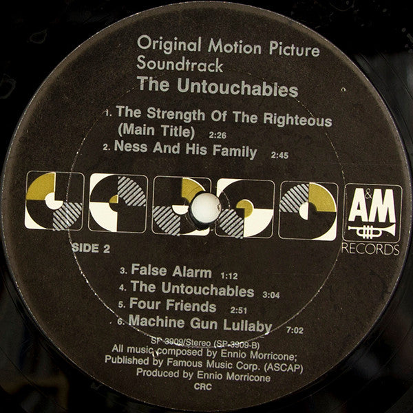 Ennio Morricone : The Untouchables (Original Motion Picture Soundtrack) (LP, Album, Club, CRC)