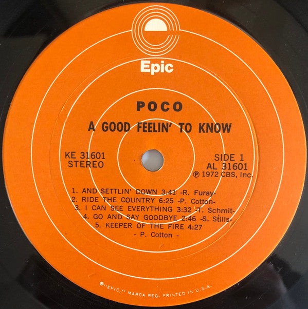 Poco (3) : A Good Feelin' To Know (LP, Album, RE, Ora)