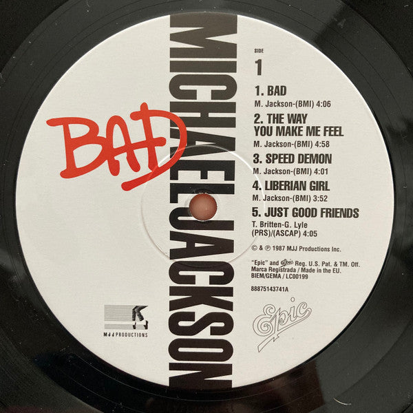 Michael Jackson : Bad (LP, Album, RE, RP, Gat)