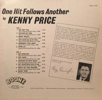 Kenny Price : One Hit Follows Another (LP, Mono, Promo, W/Lbl)