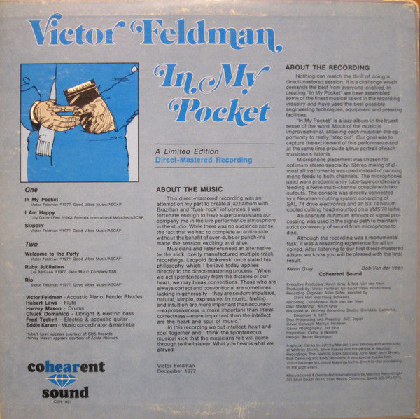 Victor Feldman : In My Pocket (LP, Album, Ltd)